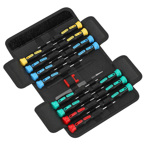 19 Piece Precision Screwdriver Set With Magnetic Tips And Non Slip Grip In A Pouch for electronics and small device repairs