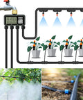 4 Zone Brass Sprinkler Timer With Rain Delay And Manual Mode Set It And Forget It Programmable Faucet Controller Four Independent Outlets For Yard Lawn And Garden Child Lock connected to garden irrigation system