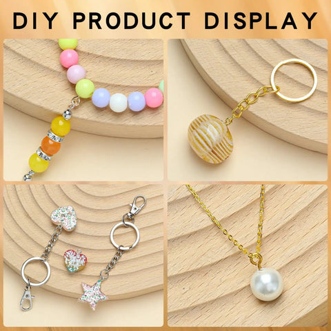 Top Shelf Steel Pin Vise Hand Drill Kit showcasing colorful beads, keychains, and charm designs for custom jewelry making.