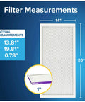 Four Pack Pleated 14x20x1 Air Filters With MERV 12 MPR 1500 For Allergen Bacteria And Virus Reduction Filter measurements image