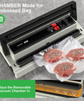 Pro Level 16 Inch Commercial Vacuum Sealer Machine Boasting Dual Pump Setup And Quick Auto Cool Down Rock Hard Design for sealing embossed bags with meat.