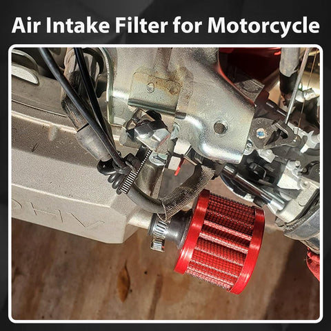 18mm Cold Air Intake Filter For Cars And Motorcycles With Adjustable Clamp High Flow Breather Filter installed on engine
