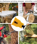 Universal Chainsaw Sharpener for 12 to 22 Inch Chain Saws Portable Sharpener Kit in use by professionals and DIYers outdoors