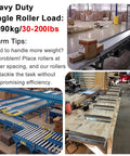 Heavy Duty 2 Pack Gravity Conveyor Rollers Replacement 1.5 Inch X 22 Inch Long showcasing rollers arranged for efficient material movement.