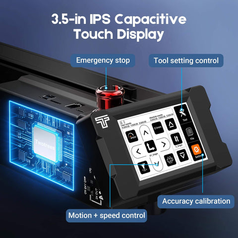 Pro Grade All Metal CNC Router With Huge 460x460mm Working Area, 3.5 inch touch screen, control panel close-up