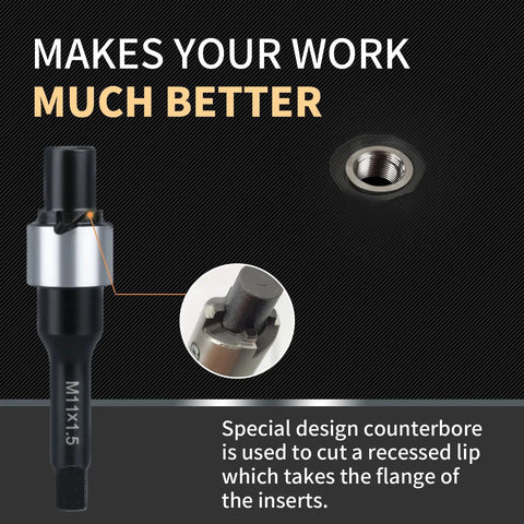 M11x1.5 Thread Repair Kit With Stainless Steel Inserts And Installation Driver Includes Drill Tap Counterbore