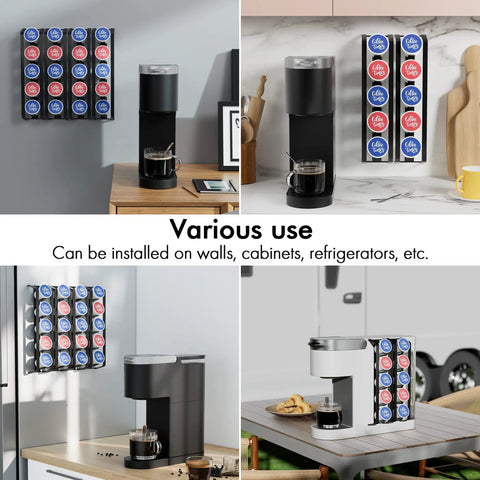 Side Mount K Cup Holder For Keurig Adhesive Metal Pod Organizer Matte Black Finish 2 Pack Keeps 10 K Cups Handy And Neat