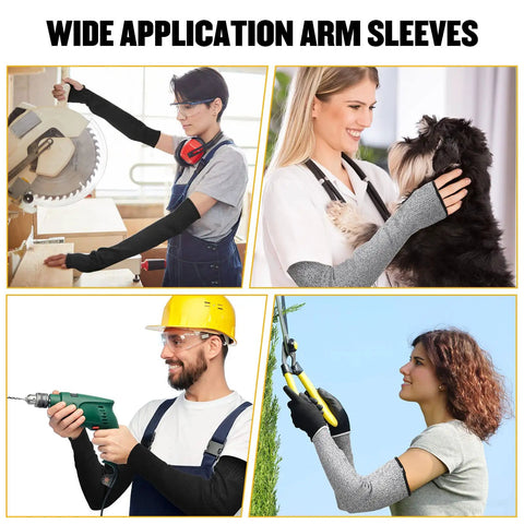 4 Pack Cut Resistant Arm Sleeves With Thumb Holes And Without, Thin Skin Protection, Black And Gray, Arm Guards For Men And Women