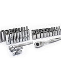 43 Piece 1/4 Inch Drive SAE And Metric Socket Set With Ratchet Quick Release 72-Tooth Mechanism Standard And Deep Sockets Extension Bars