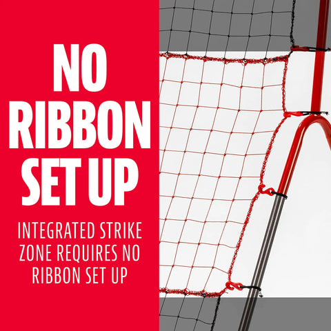 Multi Angle Baseball Pitch Return Net With Integrated Strike Zone 55 By 36 Inch Frame, close-up of net structure and frame.