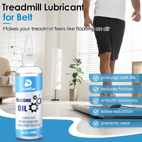 120ml Pure Silicone Treadmill Belt Lubricant with 24 Inch Foldable Applicator for Quiet Smooth Walking Pad