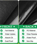 Outdoor Shed Floor Mat 7 X 4 Ft Waterproof Oil Absorbing Carport Pad With Non Slip Backing showing felt and PE materials.