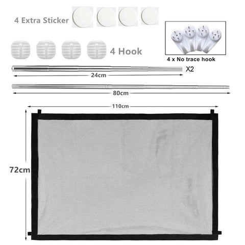 Retractable Dog And Baby Gate For Stairs And Doorways 43.3 Inches Wide 28.3 Inches High No Drilling Mesh Panel components shown