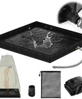 Upgraded Portable Shower Pan 41 By 41 By 5 Inch Rugged Non Slip Base With Drain Hole and accessories visible