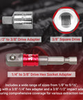 Close-up of adapters from 15 Piece Upgrade Screw Extractor Set For Removing Broken Bolts And Studs With Multi Spline Heads Direct Wrench