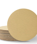 Heavy Duty 6 Inch Hook And Loop Sanding Discs Set Of 30 With Premium Aluminum Oxide Paper In 12 Grits displayed stack of discs for woodworking.