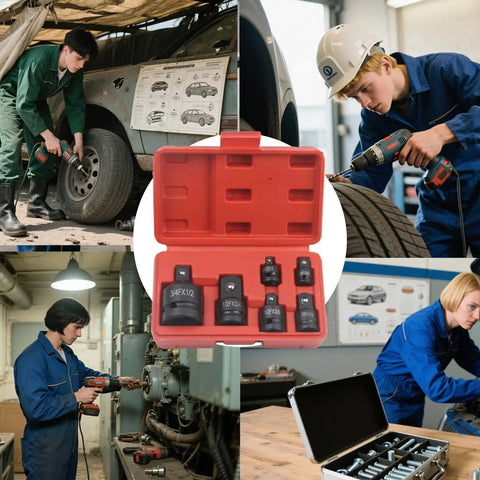 Ultimate Socket Adapter Driver And Wrench Conversion Kit With Versatile Multi Size Connection System For Fast Tool Sleeve Switching High Pressure Resistant Build You Totally Gonna Love This Gear, 6-piece set in red case