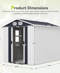 Heavy Duty 8x6 Ft Outdoor Metal Storage Shed With Reinforced Frame Lockable Doors Air Vents Weatherproof Built To Last