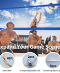 People playing under a Volleyball Net Outdoor Pro Heavy Duty All Weather With Extended Stainless Steel Cable And Extra Thick Borders