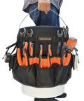 5 Gallon Bucket Tool Organizer With 47 Pockets Heavy Duty 1680D Ballistic Fabric Bucket Bag Holder full of tools