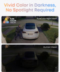 Security Camera Kit With Four Cameras Wireless Indoor Outdoor Surveillance System Mag Mount Color Night Vision Local Storage shown in night vision mode revealing car and person