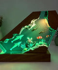 Dope Ocean Dolphin Resin Lamp Night Light With USB Port Epoxy Scuba Diver Scene Featuring Dolphins Turtles And Coral Marine Life