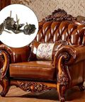 Top Shelf Heavy Rust Proof Vintage Upholstery Tacks 20 Piece Set Knockout Flower Design on wooden chair in classic living room.
