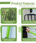 Product features of 57 Inch 5 Tine Steel Garden Pitch Fork With Cushioned Grip Heavy Duty Mulch And Compost Fork Green Fiberglass Handle