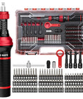 Torque Screwdriver Set 10 To 80 In Lb, 99 Piece Precision Kit With T Bar And 1 Quarter Inch Quick Change Adapter in open case