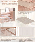 Close-up of Rose Gold 4 Tier Desk File Organizer With 4 Letter Trays Vertical File Holder Sliding Drawer And 2 Pen Holders