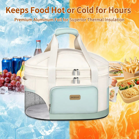 Heavy Duty Six To Eight Quart Slow Cooker Carry Bag With Double Layer Shell Zero Fuss Travel For Family Dinners And Big Time Potlucks Keeps Meals Hot On The Go Making Tailgate Feeds A Huge Win For Any Grub Boss viewed with food and drinks.