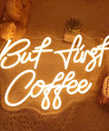 But First Coffee Led Neon Light Sign Usb Powered 5V Warm White Glow For Home Kitchen Office Wall Decor 17 By 10.2 Inch Dimmer Night Light