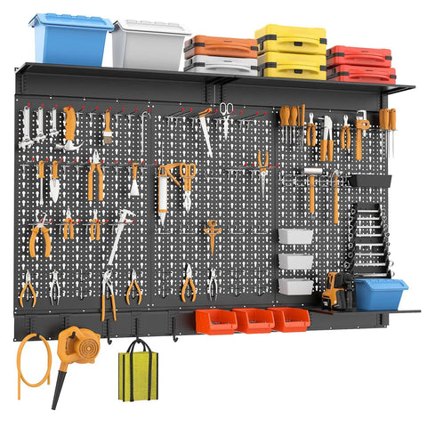 113 Piece Pegboard Wall Organizer Kit With Hooks Bins And Shelves For Garage And Workbench A Modular Tool Storage System