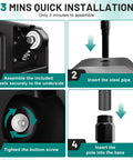 Mobile Umbrella Base With Four Wheels Heavy Duty Outdoor Stand For Patio Use assembly instructions in four steps.