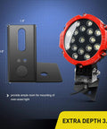 Dimensional view of 2 Pack Jeep JK A Pillar Windshield Hinge Mount Brackets for offroad LED fog lights and halogen work lights.