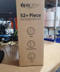 1200X Microscope STEM Kit With 52 Piece Set And Durable Metal Body For Kids Kid Friendly Awesome Science Exploration From 120X To 1200X Educational Microscope For Home Classroom box with cells, microorganisms, and plants icons