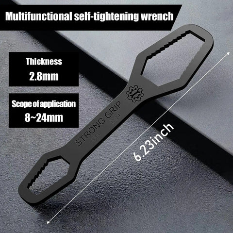 Two Pack Multi Functional Adjustable Wrench 6 Inch Universal Gear Style Self Adjusting Spanner with thickness and scope details
