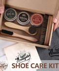Premium Eleven Piece Leather Care Kit with horsehair brushes and saddle soap for effective shoe care.