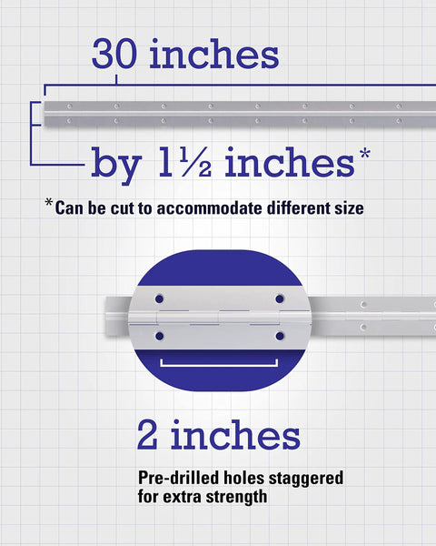 Rock Solid Stainless Steel Continuous Pin Hinge 30 X One Point Five Inch with staggered holes for secure installation.