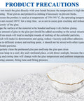 Product precautions for Heavy Duty Hot Melt Edgebander Glue Pellets with details on temperature, bonding, and cleaning.