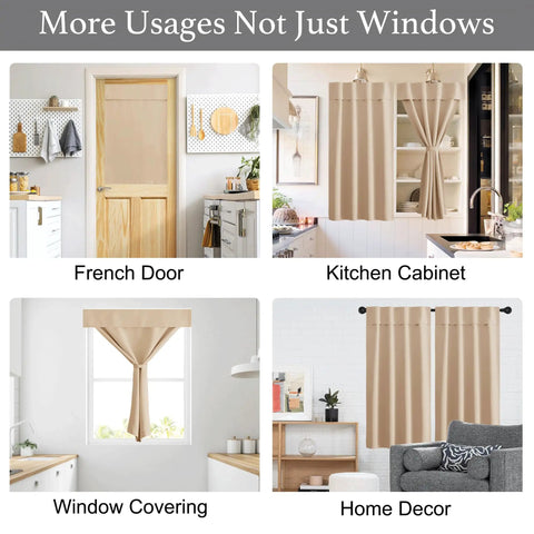 Sidelight Blackout Curtains For Doors Farmhouse Self Stick Window Blinds No Rod Needed Light Blocking Insulating Curtain For Baby Nursery And Kitchen W36 X L72 Inches 1 Piece Biscotti Beige used in various rooms.