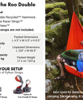 Couple relaxing in Roo Double Hammock With GravitasX Water Resistant Breathable Ripstop Fabric, forest setting, hammock details visible.
