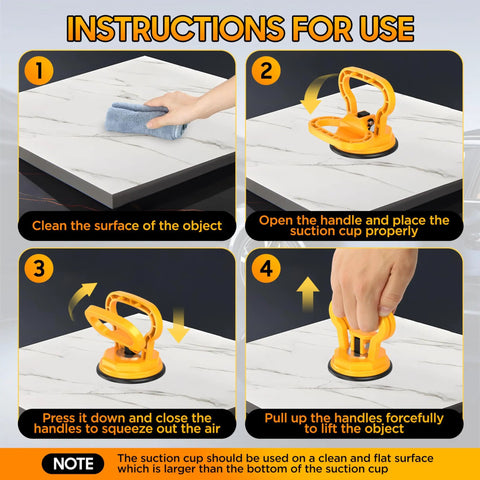 Instructions for Heavy Duty Glass Suction Cup Lifter With Handle For Tile Marble Granite 30 Lb Load Vacuum Lifter