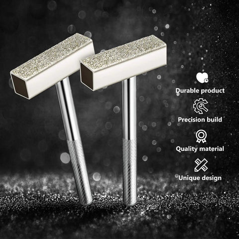 Two silver tools from Three Piece Diamond Grindin Wheel Dresser Set With 120 Grit Flat Diamond Surfaces for grinders.