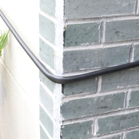 Heavy Hitter Air Compressor Hose Three Eighth By Fifty Feet Hybrid Line with snappy quick couplers along a corner.
