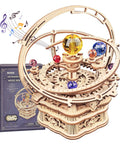 Starry Night 3D Puzzle Music Box Kit For Adults And Teens - Wind Up Wooden Gear Puzzle with Colorful Orbs and Box