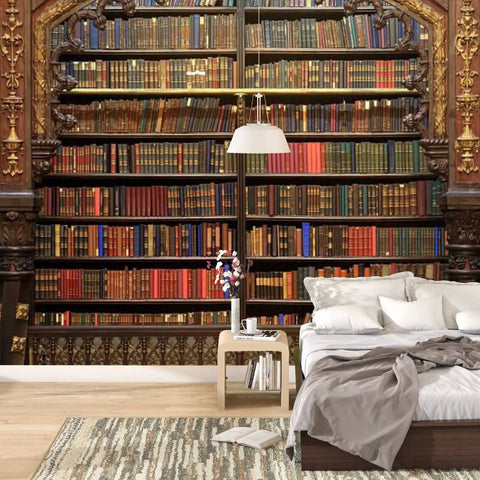 Self Adhesive Peel And Stick Wallpaper PVC Print Wall Mural Old Library Look Removable Wall Decal For Living Room multicolor