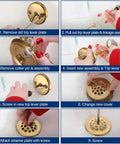 Hassle Free Tub Drain Linkage Assembly With Trip Lever And Gold Cover Adjustable Fit For Bathtub Overflow Repair installation steps.