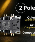 AC Contactor 60 Amp 2 Pole 120V Coil Definite Purpose UL Listed for HVAC Refrigeration and Heat Pumps, compact and quiet.