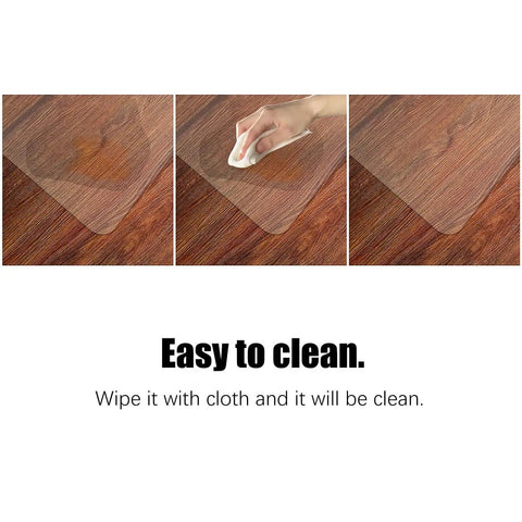 Clear Office Chair Mat 36x48 Inches With Lip Heavy Duty PVC Floor Protector For Hardwood Floors showing easy cleaning process